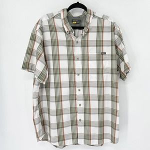 Eddie Bauer Travex Plaid Check Button Up Shirt Sz 2XL‎ Men White Pocket Outdoor